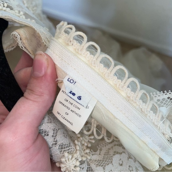 Vintage 1970s Victorian Lace High Neck Bishop Sleeve Tiered Wedding Dress - Picture 12 of 14